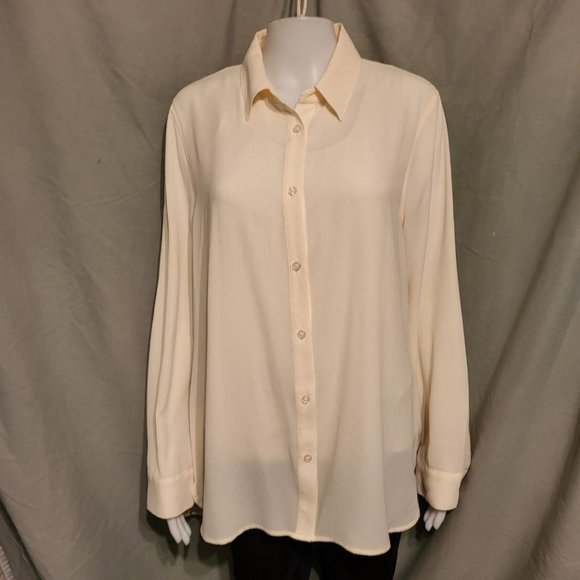 Cream tunic shirt by Halston, size medium - Picture 1 of 6